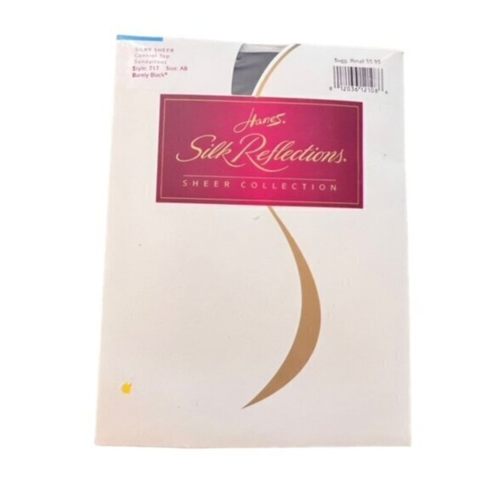 Hanes Silk Reflections Silky Sheer Style 717 Size AB Barely Black Control‎ Top